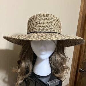 PACKABLE SUN HAT, ADJUSTABLE BAND, BEIGE BROWN WOVEN, SANOMA 👒 NEW WITH TAG